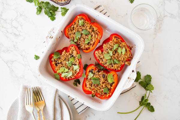 Jerk Rice and Black Bean Stuffed Peppers