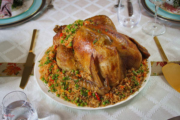 Roasted Turkey with Jambalaya Rice Stuffing